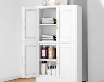 Storage Cabinet Metal 47": Industrial Style with Adjustable Shelves