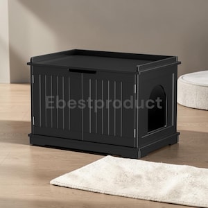 Hidden Cat Litter Box Cabinet, Wooden Pet Bench with Storage, Modern End Table