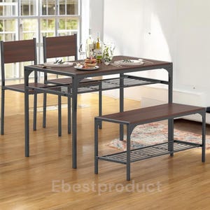 4-Piece Dining Table Set: Kitchen Table with Storage Bench