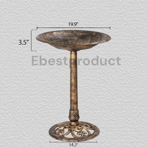 Antique Bird Bath Outdoor Garden Decor | 28" Polyresin Vintage Yard Art | Garden Statue Birdbath | Patio Lawn Backyard Ornament