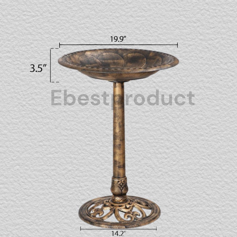 Antique Bird Bath Outdoor Garden Decor | 28" Polyresin Vintage Yard Art | Garden Statue Birdbath | Patio Lawn Backyard Ornament