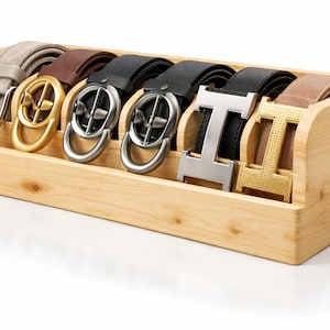 Handmade Pine Wood Belt Organizer - Minimalist Closet Storage