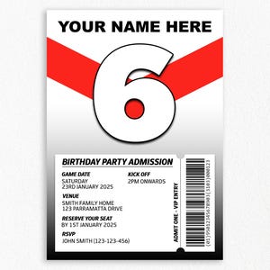 St George Illawarra Eels Custom Birthday Party Invitation | NRL, Rugby League Party, Digital Download, Sports Themed Party Invite
