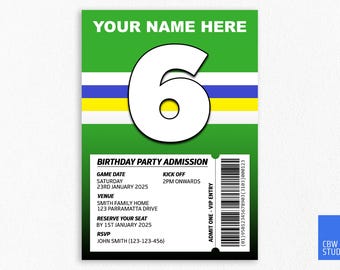 Faire-part d'anniversaire des Canberra Raiders : thème de la ligue de rugby (téléchargement numérique)