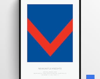 Newcastle Knights NRL Club Colors - Plakaty do sypialni sportowych, minimalistyczna sztuka ścienna do biura