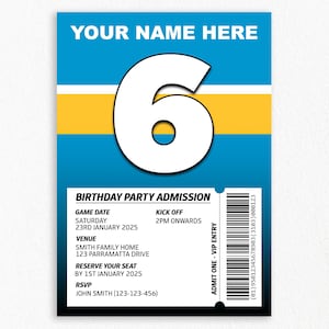 faire-part de fête d'anniversaire titans de la Gold Coast | LNR, fête de la ligue de rugby, téléchargement numérique, invitation à une fête à thème sportif