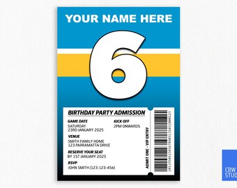 Faire-part d'anniversaire Gold Coast Titans : thème de la ligue de rugby (téléchargement numérique)