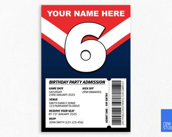 Faire-part d'anniversaire des Sydney Roosters : thème de la Ligue de rugby de la LNR (téléchargement numérique)