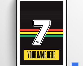 Impression d'art personnalisée maillot NRL Penrith Panthers : décoration de chambre sport (téléchargement numérique)