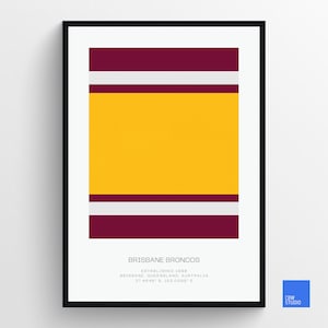 Colori del club NRL dei Brisbane Broncos - Poster sportivi per la camera da letto, arte murale minimalista per l&#39;ufficio