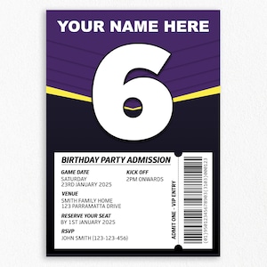 Melbourne Storm Custom Birthday Party Invitation | NRL, Rugby League Party, Digital Download, Sports Themed Party Invite