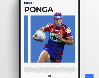 Kalyn Ponga NRL Newcastle Knights - Plakaty do sypialni sportowych, minimalistyczna sztuka ścienna do biura