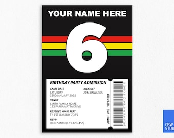 Faire-part d'anniversaire Penrith Panthers : thème de la ligue de rugby (téléchargement numérique)
