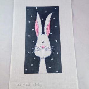 Patti Mann Hand-Painted Needlepoint Canvas – Elegant Modern Bunny