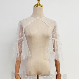 Starry Bridal Cape: Sparkle Moon & Star Tulle Shawl