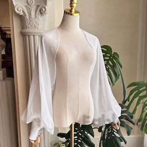 Minimalist Chiffon Sleeves Detachable Sleeve with Cuff Bridal Accessories Ivory Chiffon Sleeve Sheer Plus Size Bridal Sleeve for Wedding