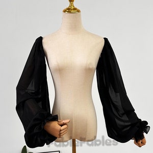 Minimalist Black Wedding Sleeves Attach On Dress Detachable Sleeves with Ruffles Bridal Removable Sleeve for Wedding Overlay Dress Sleeves
