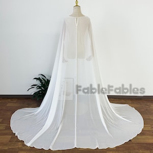 Minimalist Silk Chiffon Wedding Cape Long Bridal cover up Romantic chiffon wrap shawl bridal separates bridal ivory cape Custom 152 Colors