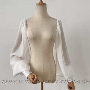 Mangas Hinchadas Desmontables Blancas Para Vestido De Novia - Accesorio Nupcial De Poliéster, Estilo Princesa