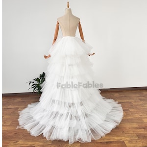 Minimalistische ivoor bruiloft rok Gelaagde tule rok voor bruid overrok pluizen overlay rok afneembare overrok verwijderbare open voorkant rok