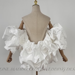 Elegant 3D Rose Wedding Shawl: Bridal Gown Topper