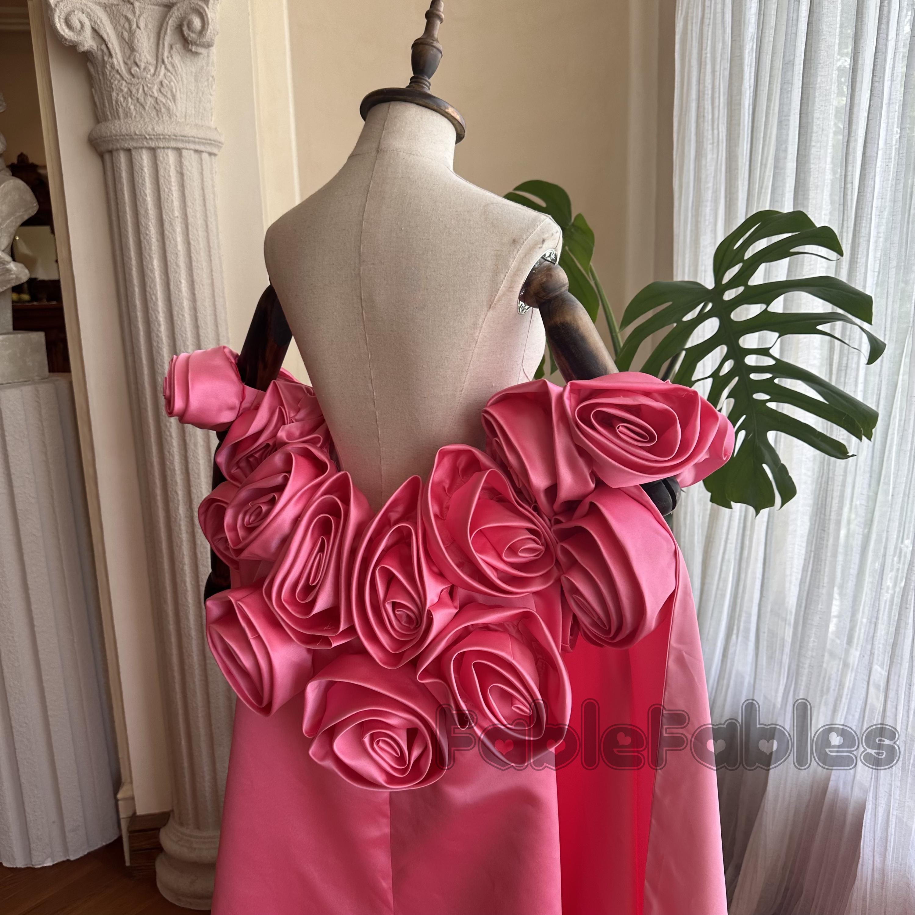 Fuchsia Rose Satin Wedding Shawl: Off-Shoulder Bridal Cape