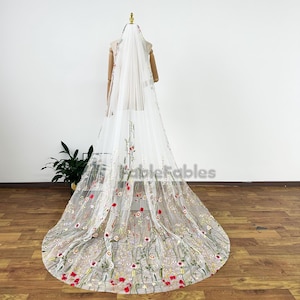 Floral Embroidered Wedding Veil: Flower Faerie Chapel Veil