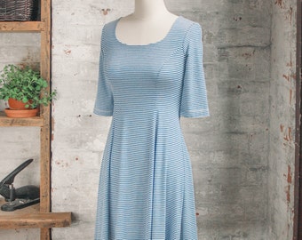 Marion Marinière Striped Dress - blue dress - nautical dress  -breton stripes -sun dress - petite clothing - casual dress - eco fashion