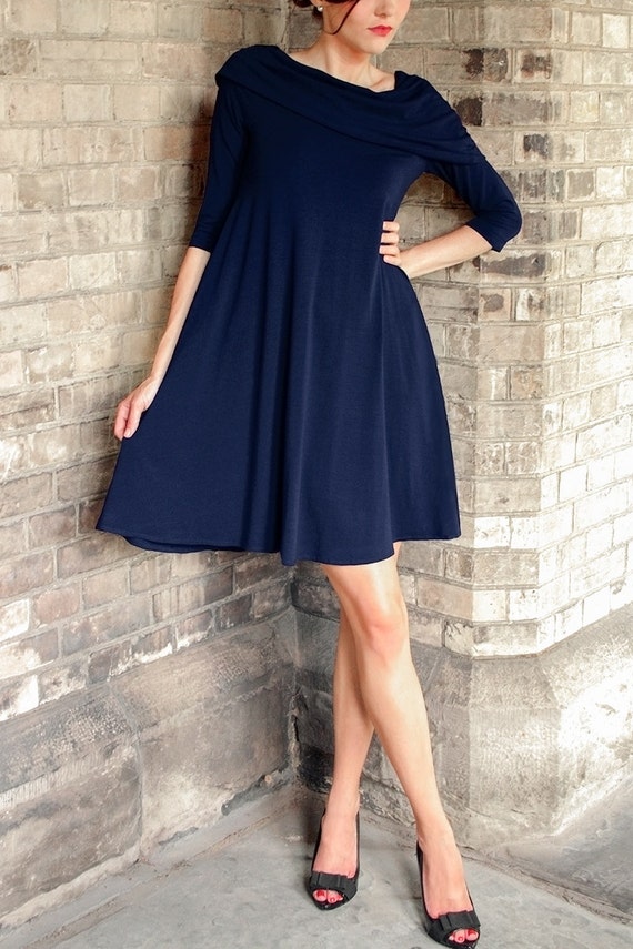 navy blue cape dress
