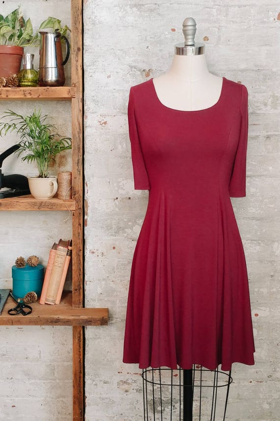 burgundy office dress