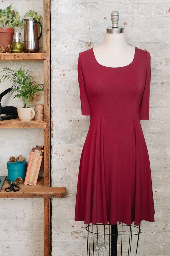 maroon babydoll dress