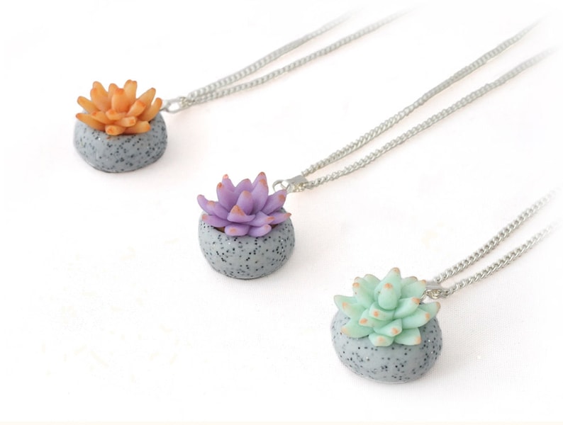 Succulent Pendant Necklace for Women  - Cactus Plant and Terrarium Jewellery