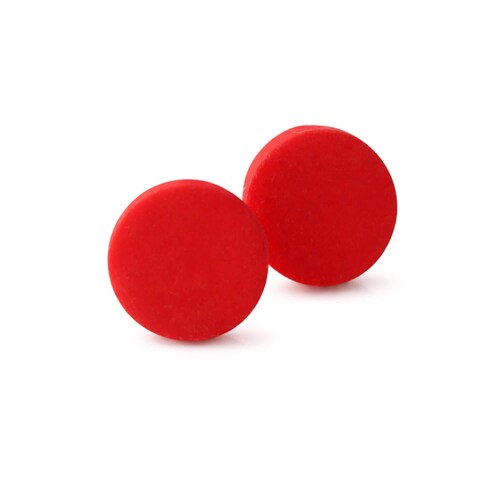 Red Clay Stud Earrings – Minimalist Lightweight Everyday Clay Studs, Handmade Christmas Gifts