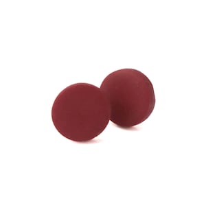 Stud Earrings for Women in Burgundy Red, Minimalist Clay Geometric Circle Studs, Christmas Gifts for Her Under 10