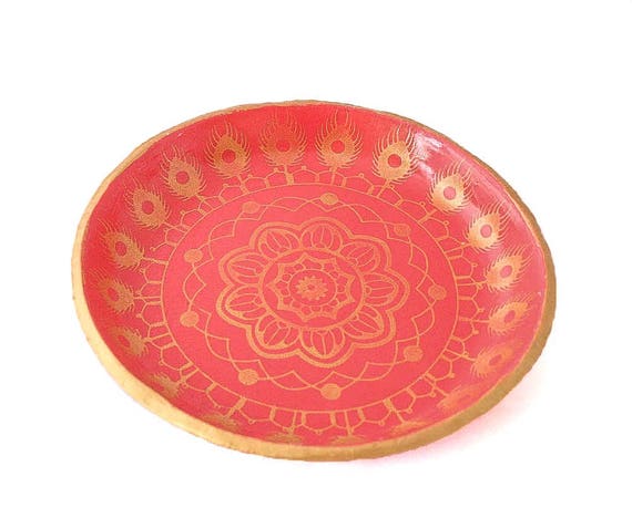 Pink Mandala Ring Dish Jewellery Trinket Holder for Home Bedroom Accessories