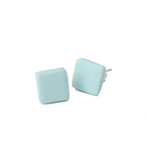 Square Stud Earrings for Women in Pale Blue Simple Clay Studs, Geometric Jewellery Gifts for Her Under 5 image 4