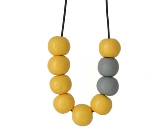 Yellow Clay Bead Necklace for Women - Bold and Modern Jewellery and Mothers Day Gifts for Her under 30