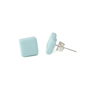 Square Stud Earrings for Women in Pale Blue Simple Clay Studs, Geometric Jewellery Gifts for Her Under 5 image 5