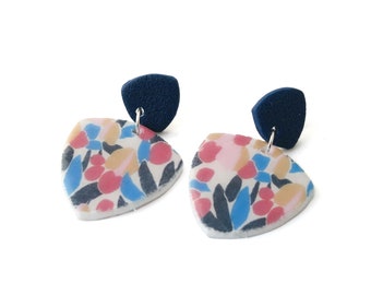 Statement Drop Earrings for Women with Abstract Print - Colourful and Unique Geometric Christmas Jewellery Gifts for Her