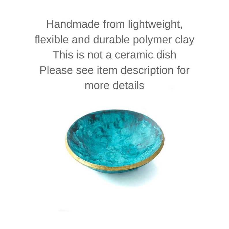 trinket dish for ring holder for jewellery in turquoise blue | handmade from polymer clay