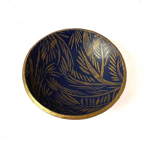 Jewellery Dish or Ring Holder in Navy Blue and Gold, Extra Small Tray, Decorative Home and Bedroom Accessories and Housewarming Gifts