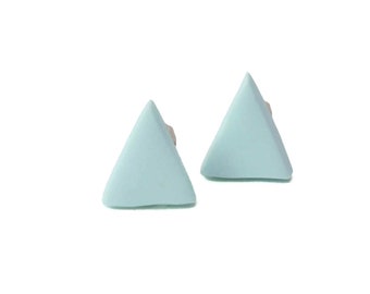 Triangle Stud Earrings for Women in Pale Blue - Simple Clay Studs, Geometric Jewellery Gifts for Her Under 5