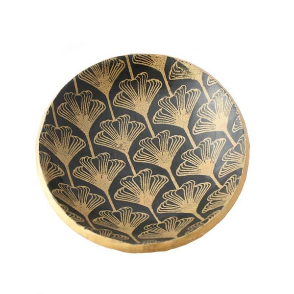 Art Deco Trinket Ring Dish in Black and Gold - Home and Bedroom Accessories, House Warming Gifts Under 15