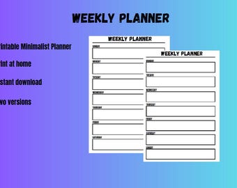 Wochenplaner Printable, Minimalistischer Wochenplan, Wochenplaner, Wochenplaner, Sonntag und Montag, A4 Größe