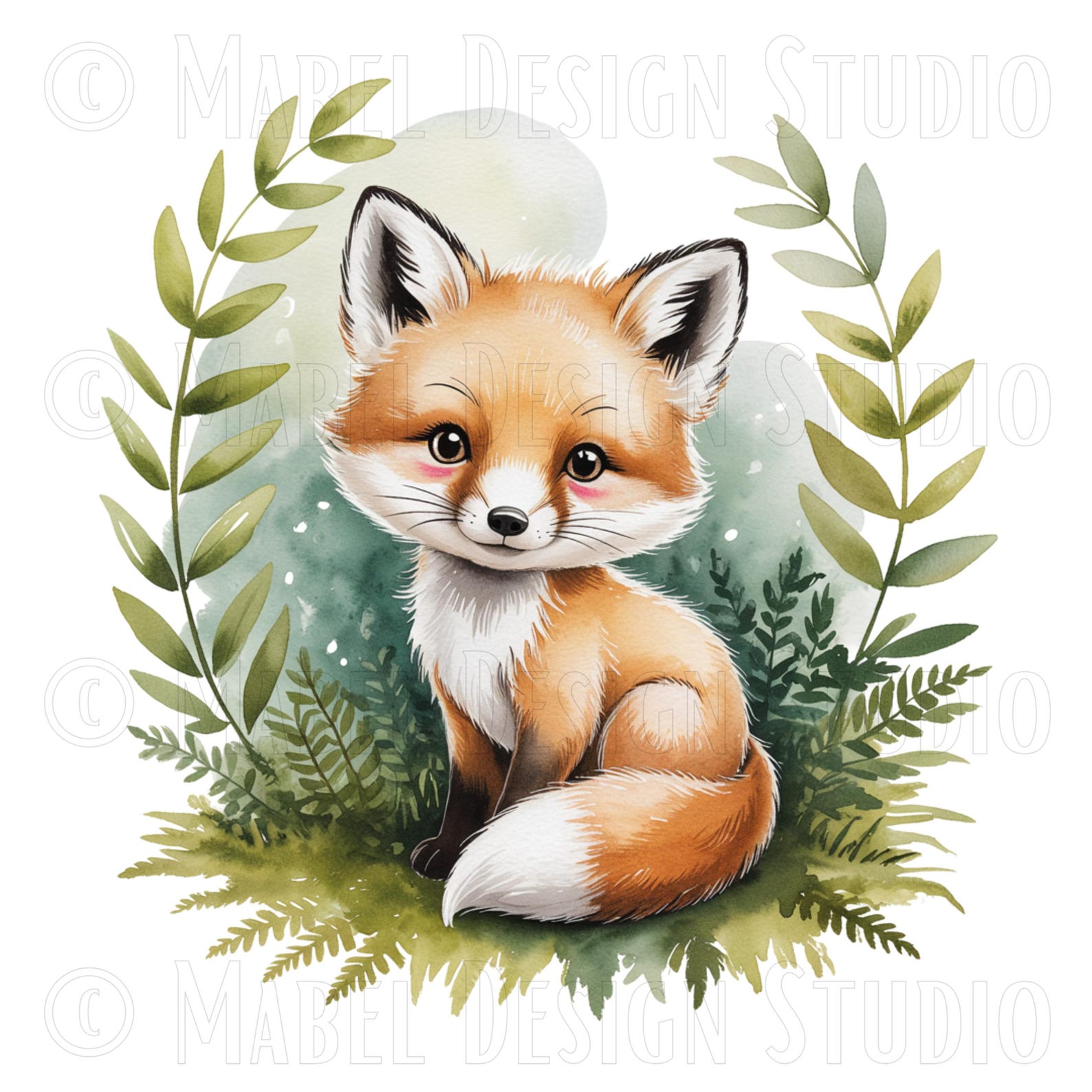 Watercolor Baby Fox Clipart | Woodland Animals PNG | Boho Nursery Foxes ...