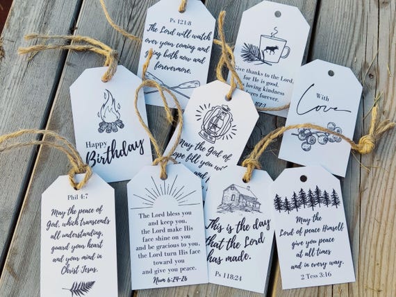 Rustic Christian Gift Tags: Scripture Verses, Nature Theme (PDF Download)