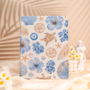 Watercolor Coastal Sea Turtle iPad Case with Pencil Holder,2025 Air 7-11/13,Custom iPad Mini Case,iPad Pro 2025 iPad A16 11",iPad 10th Case