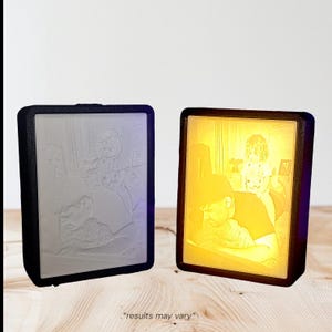 Lampe photo à mémoire de forme en lithophane personnalisée : souvenir personnalisé imprimé en 3D