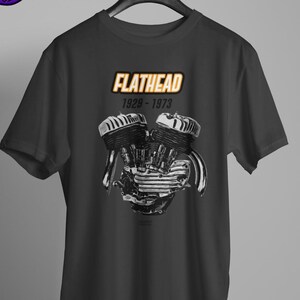 HarleyFlathead Motor Unisex T-Shirt in different colors Grey Shovelhead Knucklehead Motorcycle Custombike Panhead Evo