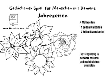 Memory game seasons, memory training for seniors, dementia game, digital download, memory training 10 minutes activation
